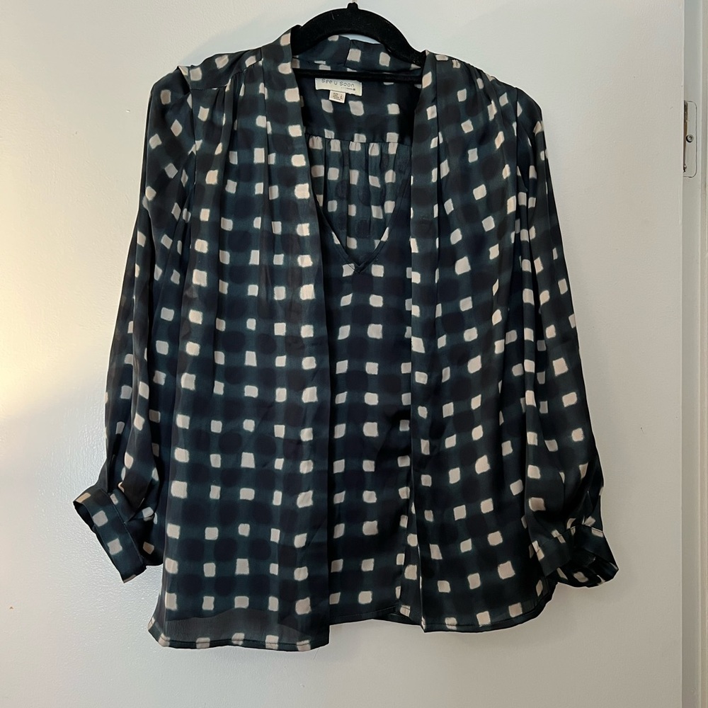 See U Soon checkered blouse